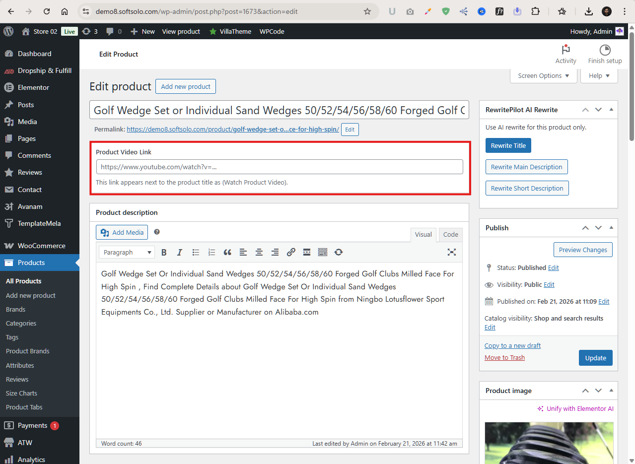 Watch Product Video’ Option Can Be Added from the Product Edit Page | WooCommerce